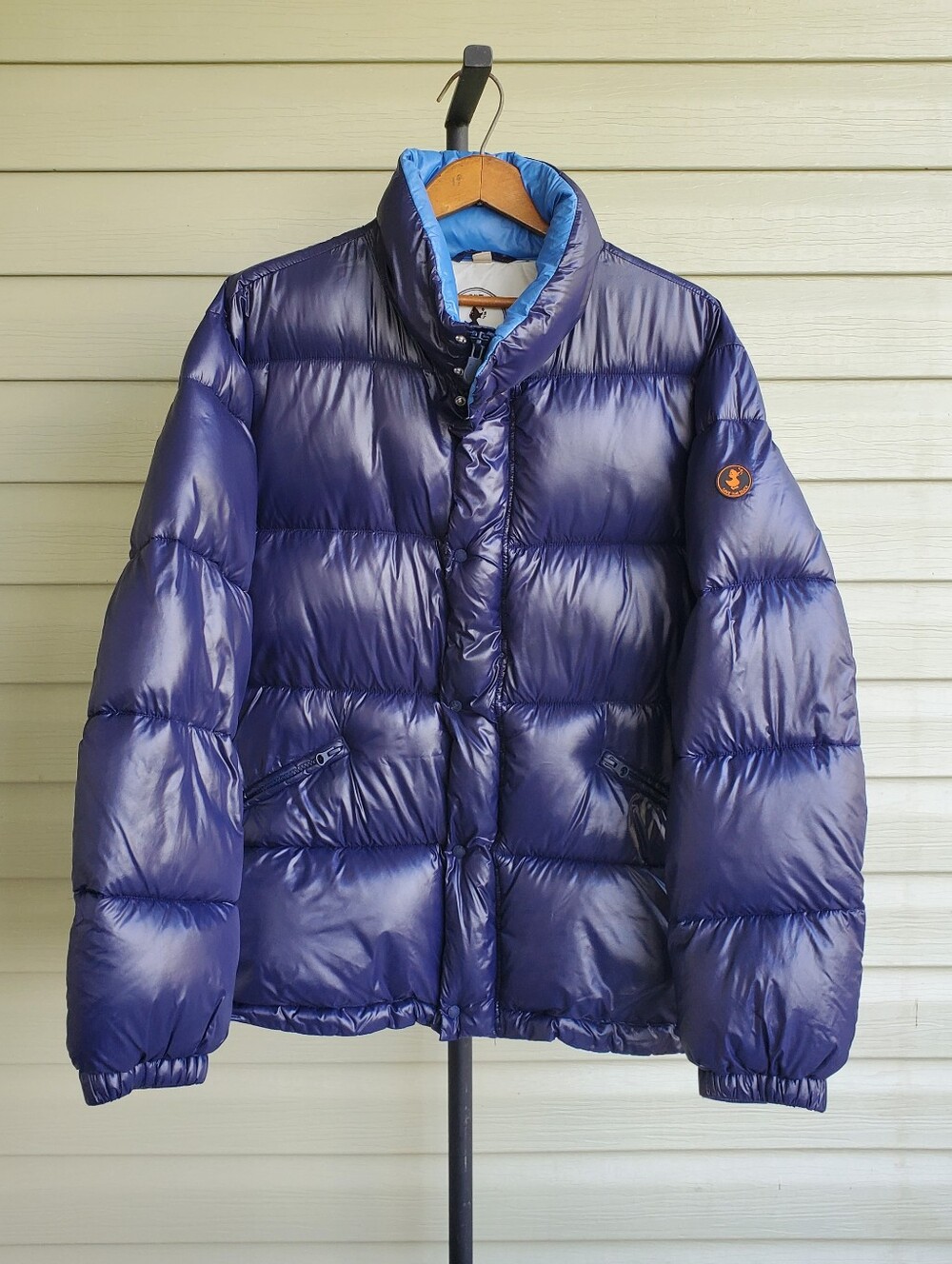 Save The Ducks Men's Navy Puffer Jacket Donald And Daisy Duck Disney